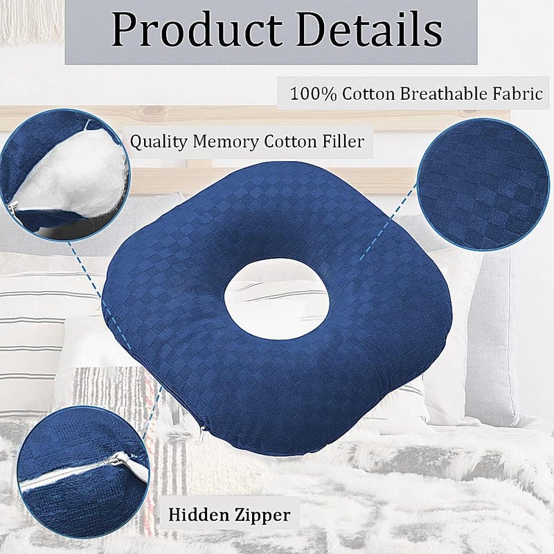 Wuronsa Ear Piercing Pillow for Side Sleepers, Pillow with an Ear Hole for CNH and Ear Pain Ear Inflammation Pressure Sores, O-Shaped Side Sleeping Pillow, Ear Guard Pillow(Dark Blue) - Image 4
